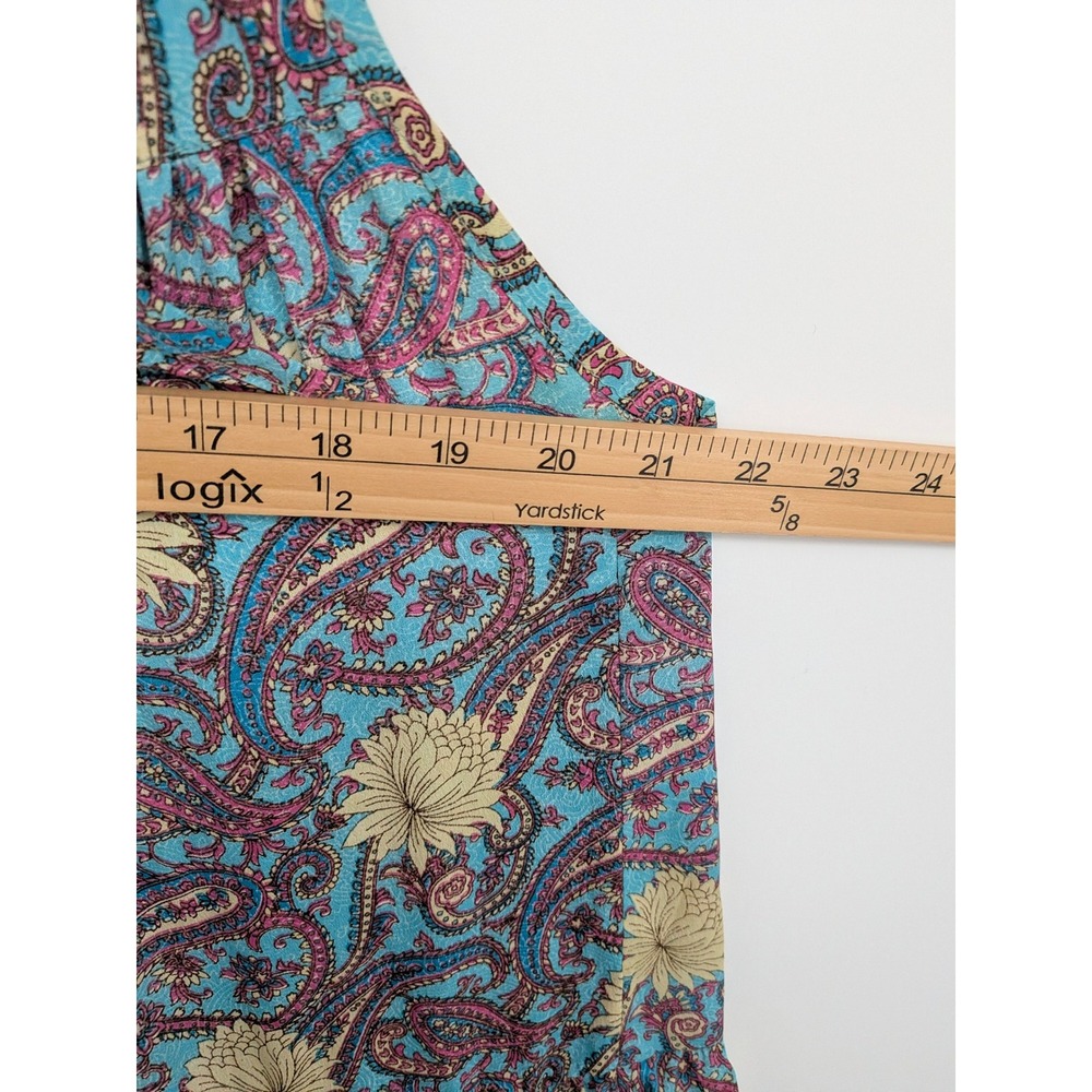 Karma Highway Maxi Dress Womens One Size Blue Paisley Floral Halter Tiered Silky - Picture 8 of 9